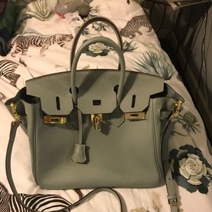 Birkin style light blue bag